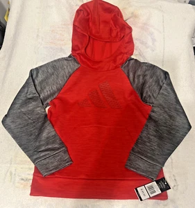 NWT -Adidas Boys Pullover Hoodie Athletic Sweatshirt Red Size 10/12 Medium YOUTH - Picture 1 of 8