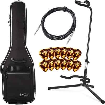Pack de Accessoires Guitare Electrique Etui Support 62-70cm Plectres Cable Jack - Photo 1/4