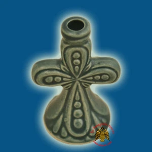Orthodox Candle Holder Cross Colored Ceramic Different Colours 7cm Kerzenhalter - Picture 1 of 10