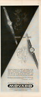 1961 Movado Diamond Ladies Watch Night & Day Diamonds Gold Vintage Print Ad