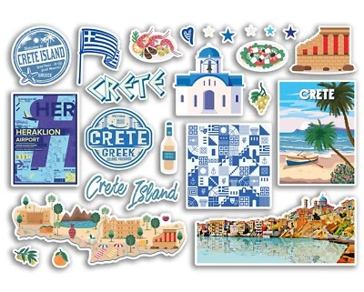 A5 Sticker Sheet Crete Vinyl Stickers - Greece Landmarks Holiday Travel #79096