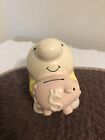 Vintage Ceramic  1981 Ziggy Bank Holding Piggy Bank 8” Tall With Stopper