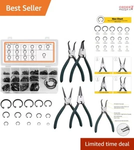 Durable Circlip Ring Set (300pcs) with Professional 7" Pliers - Ergonomic Design - Picture 1 of 10