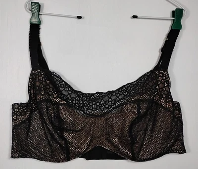 Sujetador Cacique Balconett 44DDD DL 11070135 Negro Encaje Superpuesto Ligeramente Forrado Z24 Foto 1 de 4