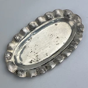 Vintage Sterling Silber Miniatur Tablett Puppenhaus gemarkt signiert 5" - Bild 1 von 12