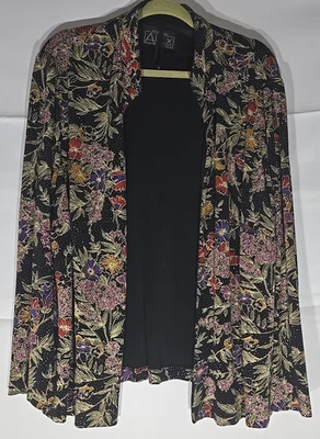 Chaqueta Alex Evenings Mujer Negra Dorada Metálica Floral Frente Abierto **LEER** Foto 1 de 4