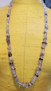 COLLAR DE PIEDRA TROZO GENUINO 34", AMATISTA/AQUAMARINA - Imagen 1 de 6