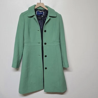 J.Crew Classic Lady Day Coat in Fresh Grass Doublecloth Wool Thinsulate Sz 2 EUC - Image 1 of 4