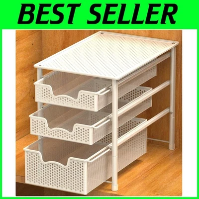 Белая 3-уровневая раздвижная корзина органайзер - Изображение 1 из 4