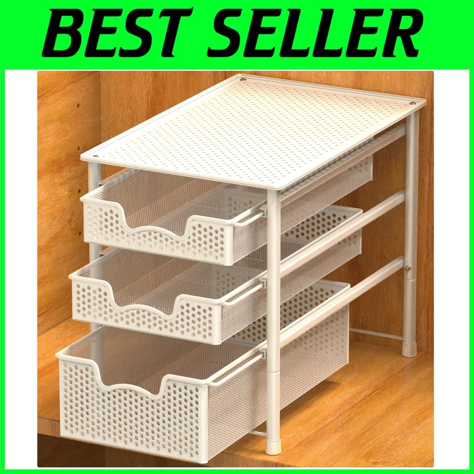 White 3 Tier Sliding Basket Organizer - Image 1 of 4
