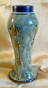 ROYAL DOULTON LAMBETH ART NOUVEAU STERLING SILVER TOP VASE 4 RESTORATION REPAIR - Picture 1 of 16