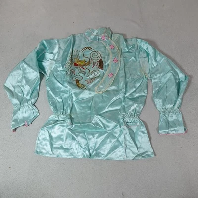 Chaqueta Asiática De Colección Para Mujer Mediana Azul Dragón Bordada Satén Floral Años 90 Top Foto 1 de 4