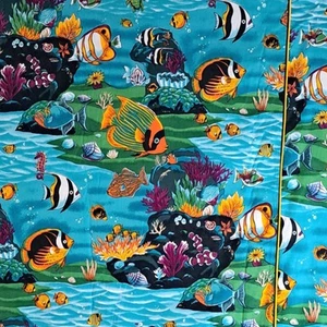 NEW Fabric Shower Curtain Fish Ocean Coral 68 x 75" Cotton Blend Washable - Picture 1 of 10
