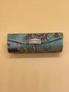 Vintage/Retro Style Green Oriental Embroidered Fabric Lipstick Case with Mirror - Picture 1 of 7