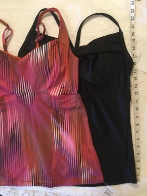 NWT Athleta 2pc 40B/C Ibiza Entwined Tankini Top Warm Pink Black Twister XL 40C - Image 1 of 4