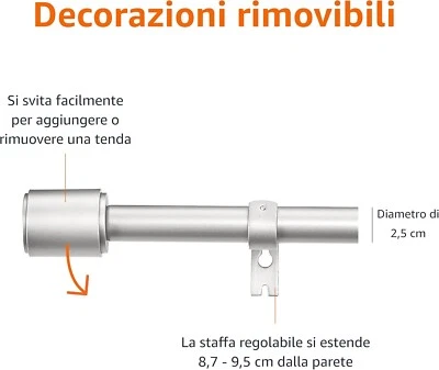 Set da 4 Bastone per Tenda, Asta per tenda estensibile, 91 - 183 cm, 2,5 cm - Immagine 1 di 4