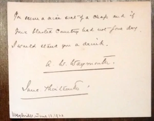 Admiral Arthur William Waymouth (1863-1936) Autograph - Signed & Inscribed Card - Picture 1 of 2