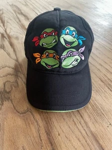 VTG Teenage Mutant Ninja Turtles Ball Cap Youth XL Black Embroidered 90s - Picture 1 of 5