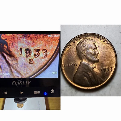 1953 S Wheat Penny with Date Error 1953 Misalignment error - Image 1 of 4