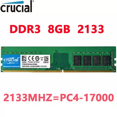 Crucial DDR4 8GB 2133 Mhz PC4-17000 288pins Desktop Memory Dimm Ram 1.2V 1 X 8GB - Image 1 of 4