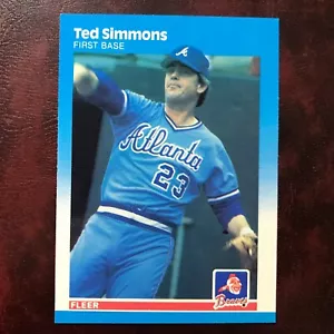 1987 Fleer BRILLANTE Set TED SIMMONS #528 ATLANTA BRAVES ** COMO NUEVO ** ALTO GRADO ** - Imagen 1 de 1