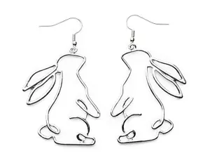 Hase Ohrringe Miniblings Hänger Kaninchen Ostern Outline Silhouette silber - Picture 1 of 5