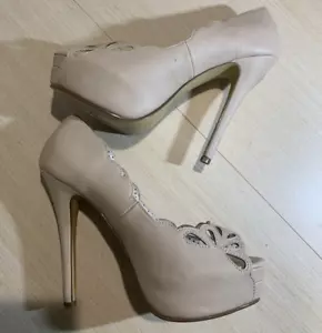 Pleaser Pin Up Couture BELLA-Beige Talla 8 Tacones Plataforma Peep Toe Pump - Imagen 1 de 12