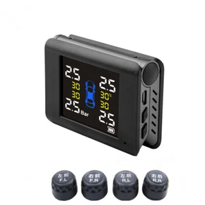Sistema de monitoreo de presión de neumáticos de automóvil LCD solar inalámbrico TPMS 4 sensores externos - Imagen 1 de 21