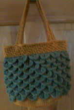 Handmade Crocheted Mermaid Tears Green & Gold Color Bag