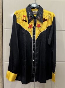 Johnny West MWG Vintage Cowboy Western Shirt 1960's Embroidered Satin Sz 4 S/M