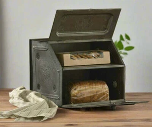 Caja de pan de metal estrella moteada negra de granja estilo vintage - Imagen 1 de 3