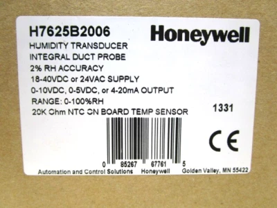 HONEYWELL H7625B2006 HUMIDITY TRANSDUCER NEW WITH INSTRUCTION BOOKLET - Image 1 of 3