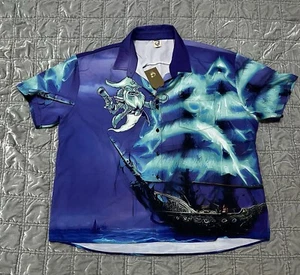 NWT Hardaddy button-up collared shirt Nautical Ship Blue Purple Men’s Size 3X - Picture 1 of 4