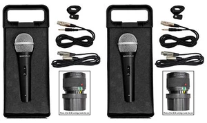 2 Rockville RMC-XLR Dynamic Cardioid Professional Metal Microphones W/XLR Cable - Picture 1 of 8