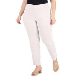 NWT JM Collection Tummy Control Pull-On Slim-Leg Pants Bright White 1X - Picture 1 of 11