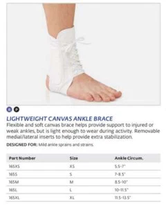 Bell-Horn Lightweight Canvas Ankle Brace White Small - Picture 1 of 2