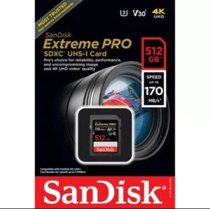 Genuine SanDisk 512GB Extreme Pro UHS-I SDXC Memory Card - 170MB/s New Sealed - Zdjęcie 1 z 5