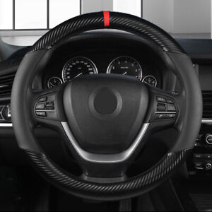 15" Car Steering Wheel Cover Rubber Liner Carbon Leather For Honda Civic Accord