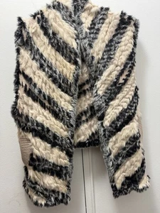 Marc by Marc Jacobs Rabbit Fur Chevron Stripe Vest Sleeveless O/S (One Size) - Picture 1 of 3