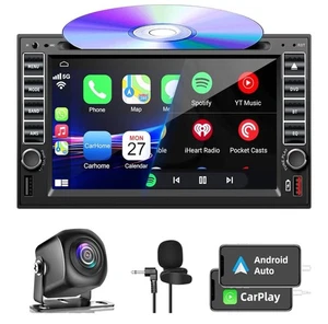Double Din Car Radio With Back Up Camera And Voice Control Cd/DVD Bluetooth 7in - Picture 1 of 7