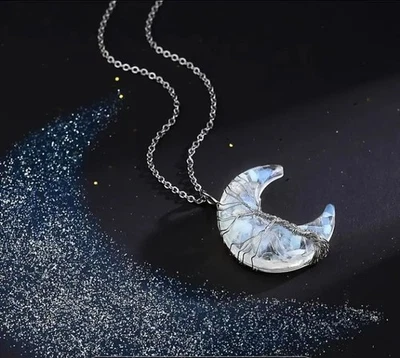 Collana luna adularia pietra di luna naturale GARANZIA e albero della vita NUOVA - Immagine 1 di 4