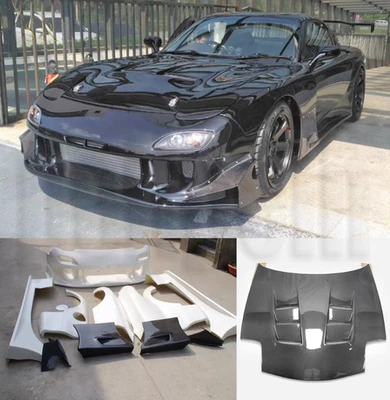 Kit de carrocería estilo RE-GT de fibra de carbono real + resina de imprimación para Mazda RX7 FD3S 1992-1997 Foto 1 de 4