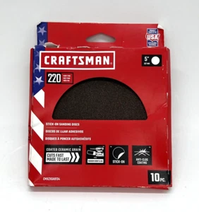 CRAFTSMAN 5" Stick On  Coated Ceramic Grain 220 Grit 10pc Anti-clog8-1249R - Picture 1 of 2