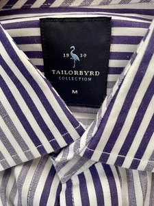 Tailorbyrd Casual Dress Shirt Purple & White Striped Long Sleeve Sz M  NWOT - Picture 1 of 5
