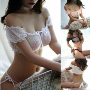Sexy Women Sheer See Through Lingerie Bra Set Panty Babydoll Nightwear Underwear - Picture 1 of 9