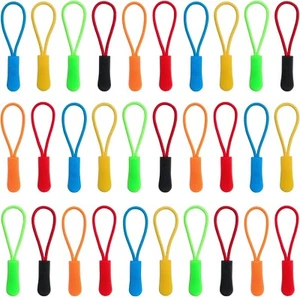 Set of 30 Zip Pull Zipper Puller Cord Slider Fastener Jacket Bag Backpack - Picture 1 of 8