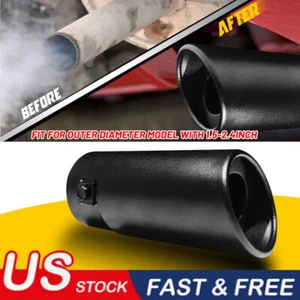 Car Exhaust Tip Muffler Pipe Black Coating Stainless Steel Fit 1.5-2.4 inch USA - Foto 1 di 10
