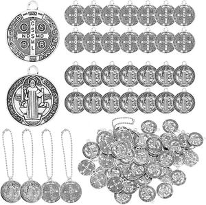 120 St. Benedict Medals 0.94"X0.79" Christian Metal Saint Pendants, Bulk Set - Picture 1 of 12