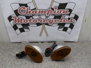2x 12v OVAL INDICATORS SLIM FIT MOTORCYCLE FAIRING FLUSH SMOKED ** UK Stock** - Picture 1 of 6