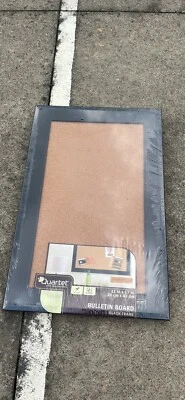NEW Quartet Push Pin Cork Bulletin Board Black Frame 11” x 17” - Image 1 of 4